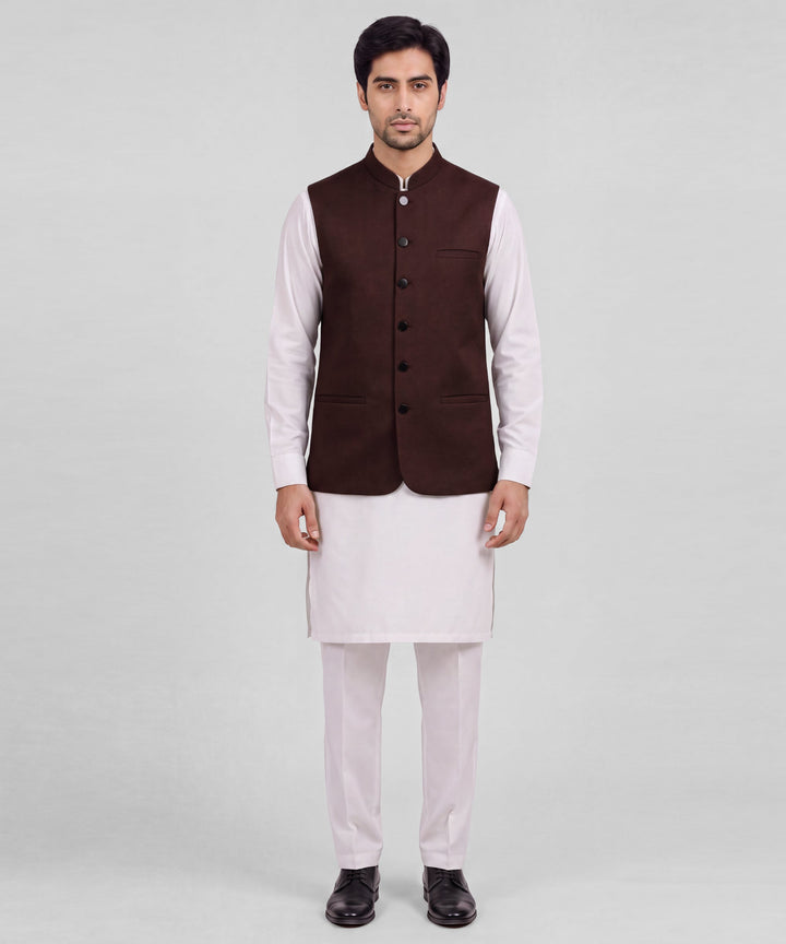 Blended Maroon Waist Coat - J. Junaid Jamshed