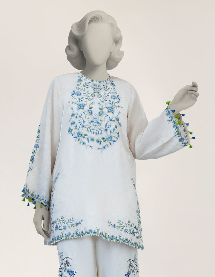 Dobby Off White Stitched Suit - J. Junaid Jamshed