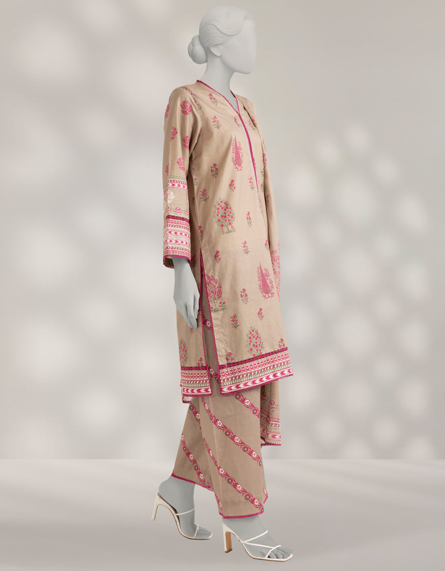 Cambric Brown Stitched Suit - J. Junaid Jamshed