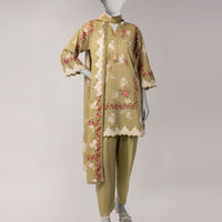 Lawn Green Stitched Suit - J. Junaid Jamshed