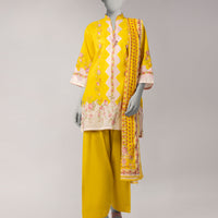 Lawn Yellow Stitched Suit - J. Junaid Jamshed