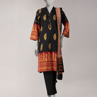 Lawn Black Stitched Suit - J. Junaid Jamshed