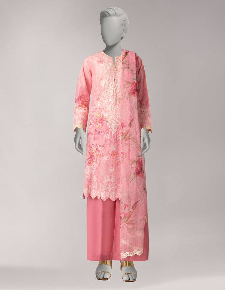 Lawn Pink Stitched Suit - J. Junaid Jamshed