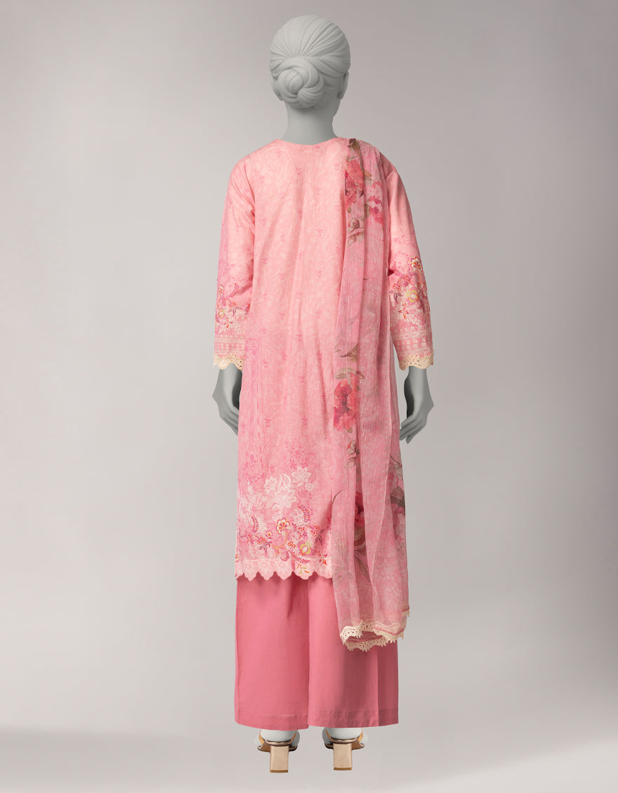Lawn Pink Stitched Suit - J. Junaid Jamshed