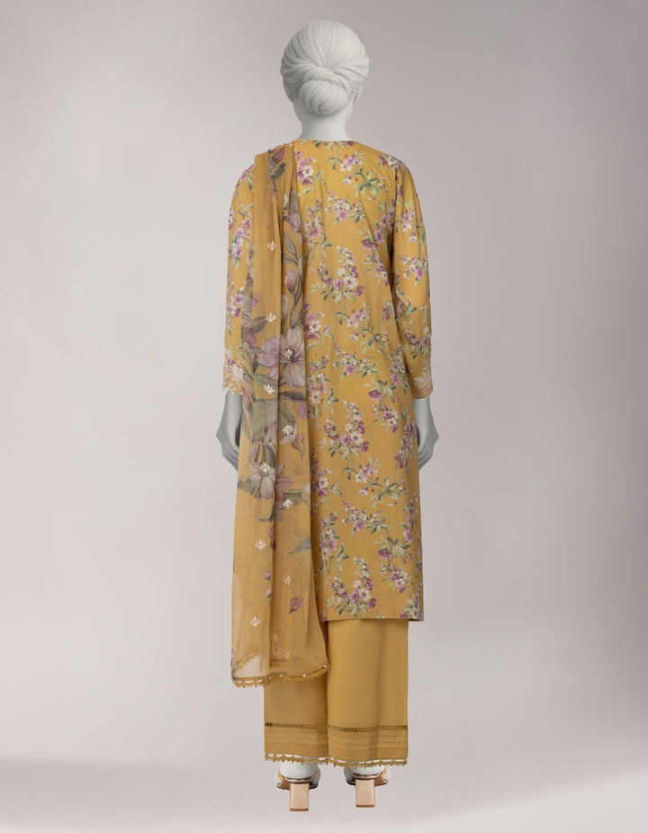 Lawn Yellow Stitched Suit - J. Junaid Jamshed