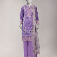Lawn Purple Stitched Suit - J. Junaid Jamshed