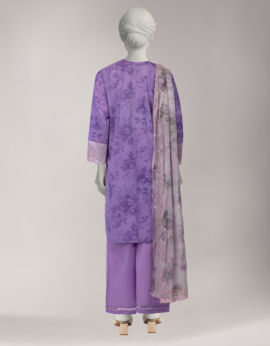 Lawn Purple Stitched Suit - J. Junaid Jamshed