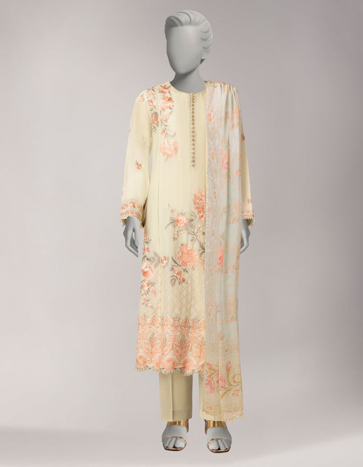 Lawn Green Stitched Suit - J. Junaid Jamshed