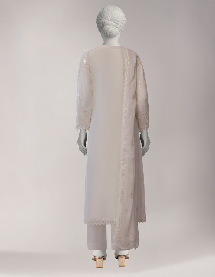 Lawn White Stitched Suit - J. Junaid Jamshed
