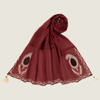Lawn Maroon Dupatta - J. Junaid Jamshed