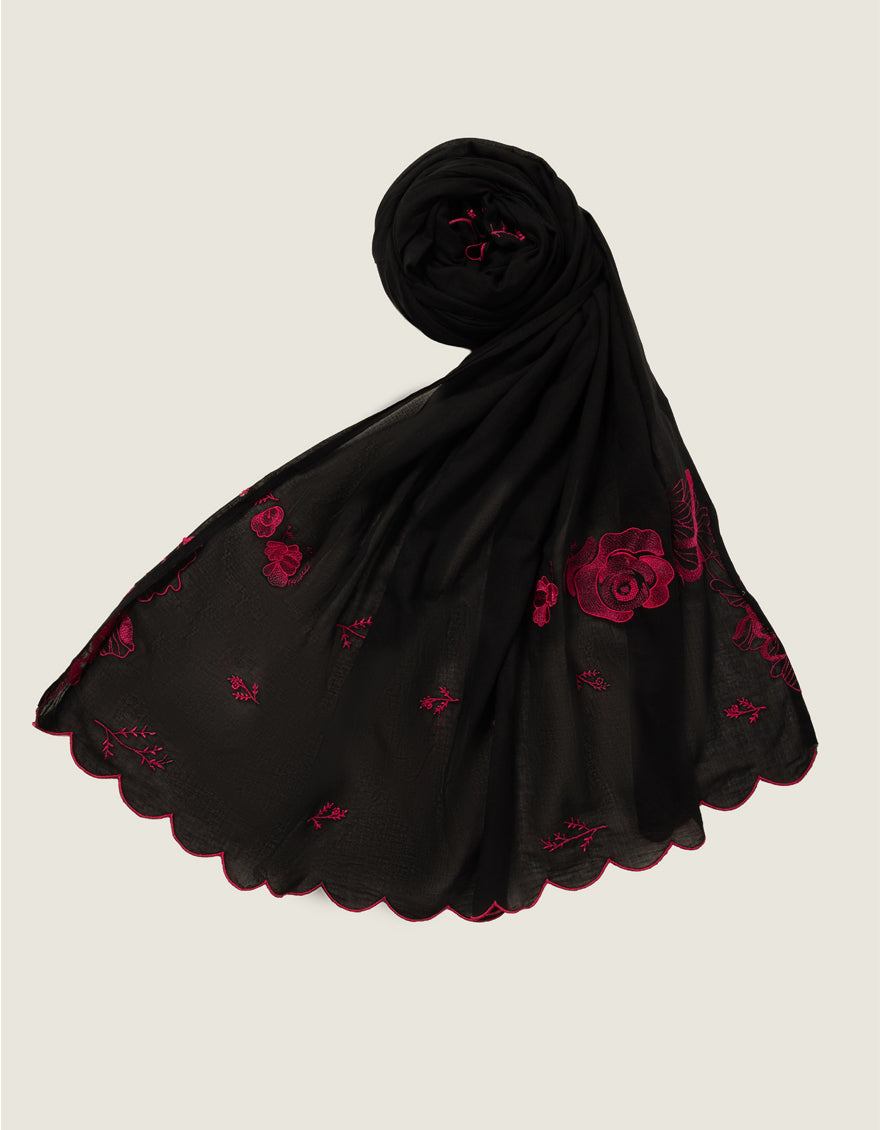 Lawn Black Dupatta - J. Junaid Jamshed