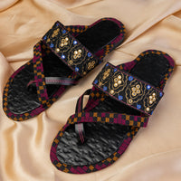 Silk Black Chappal - J. Junaid Jamshed
