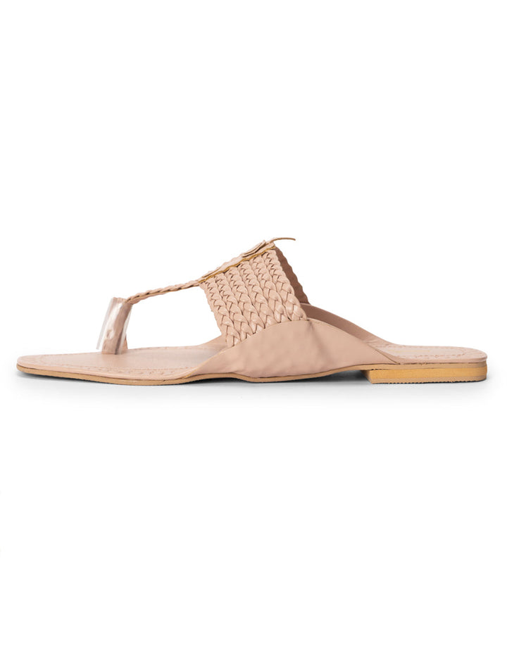 Rexine Beige Chappal - J. Junaid Jamshed