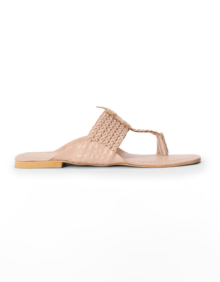 Rexine Beige Chappal - J. Junaid Jamshed