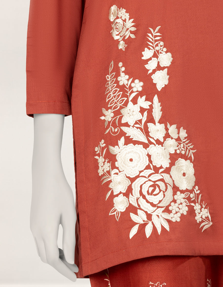 Textured Red Stitched Suit - J. Junaid Jamshed