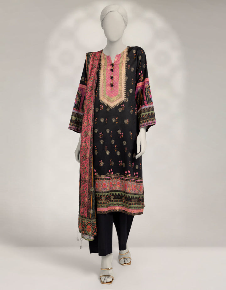 Jacquard Black Stitched Suit - J. Junaid Jamshed