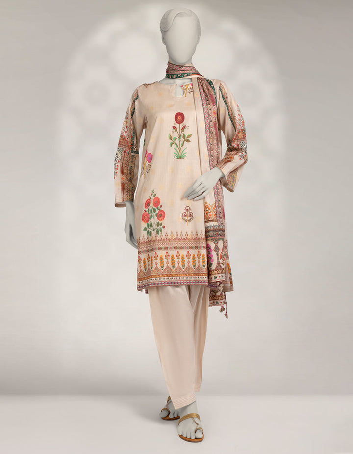 Jacquard Brown Stitched Suit - J. Junaid Jamshed