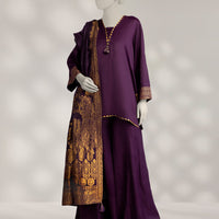 Maple Silk Purple Stitched Suit - J. Junaid Jamshed