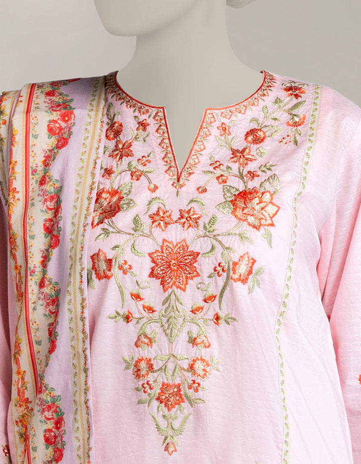 Dobby Pink Stitched Suit - J. Junaid Jamshed