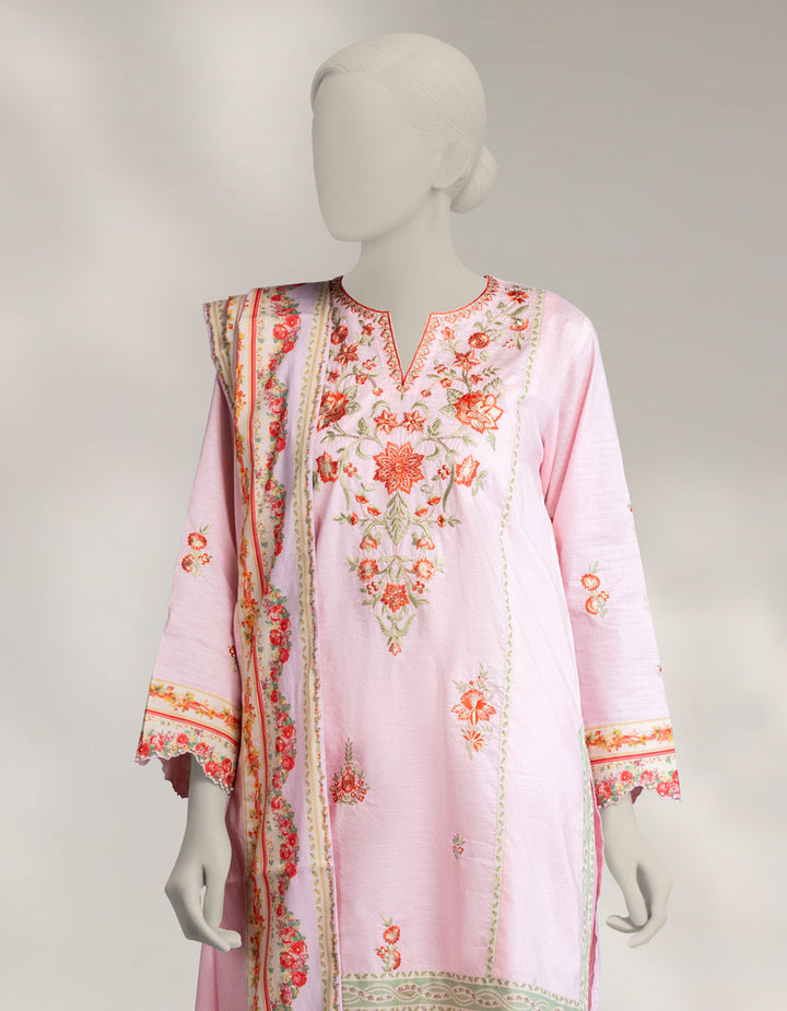 Dobby Pink Stitched Suit - J. Junaid Jamshed