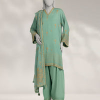 Impure Chiffon Green Stitched Suit - J. Junaid Jamshed