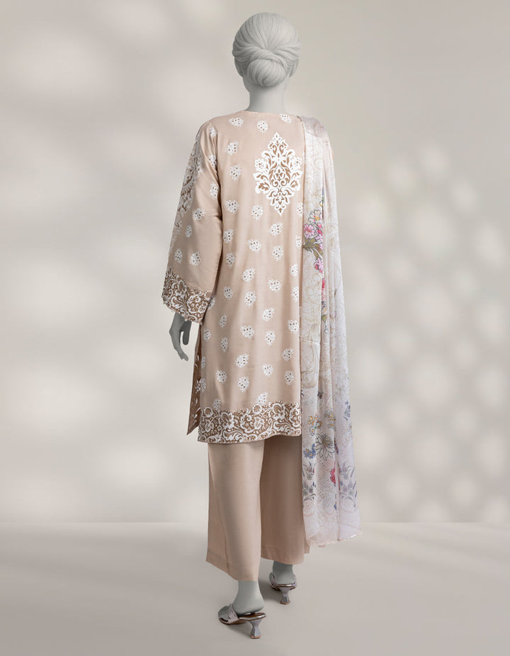Maple Silk Beige Stitched Suit - J. Junaid Jamshed