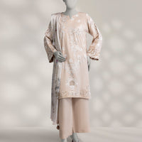Maple Silk Beige Stitched Suit - J. Junaid Jamshed