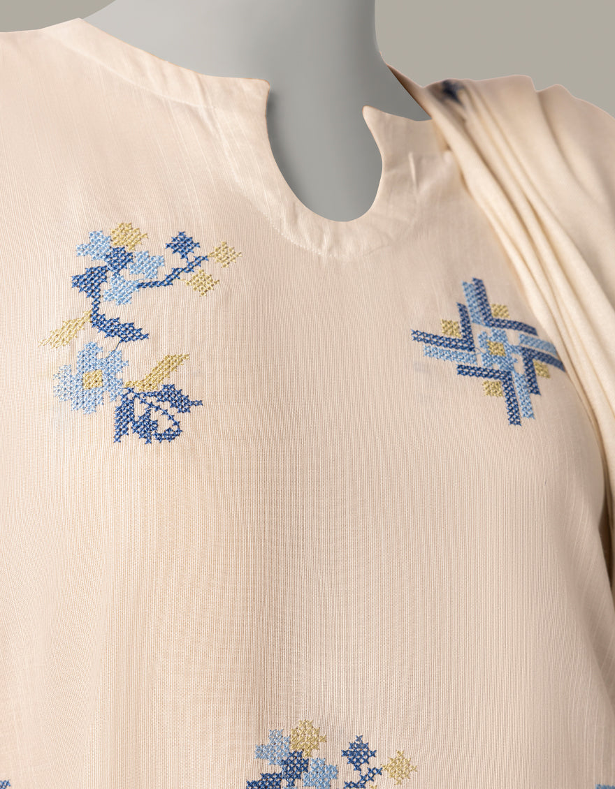 Khaddar Off White Stitched Suit - J. Junaid Jamshed