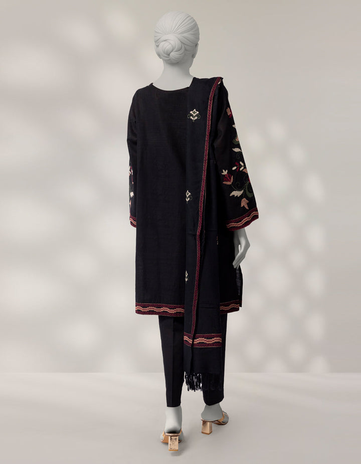 Khaddar Black Stitched Suit - J. Junaid Jamshed