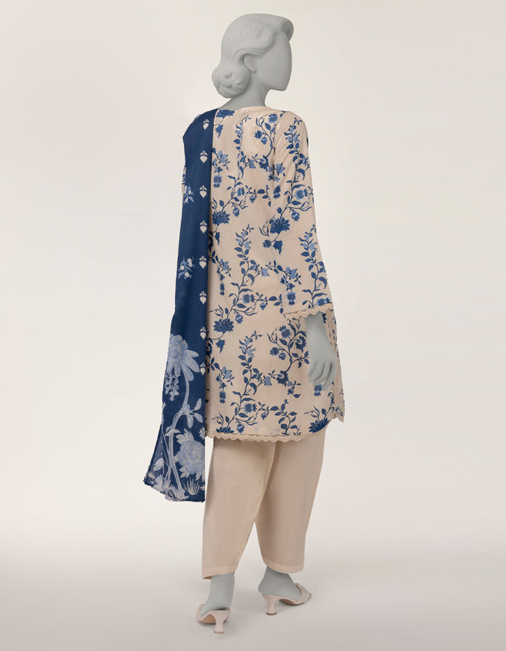 Lawn Off White Stitched Suit - J. Junaid Jamshed