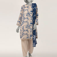 Lawn Off White Stitched Suit - J. Junaid Jamshed