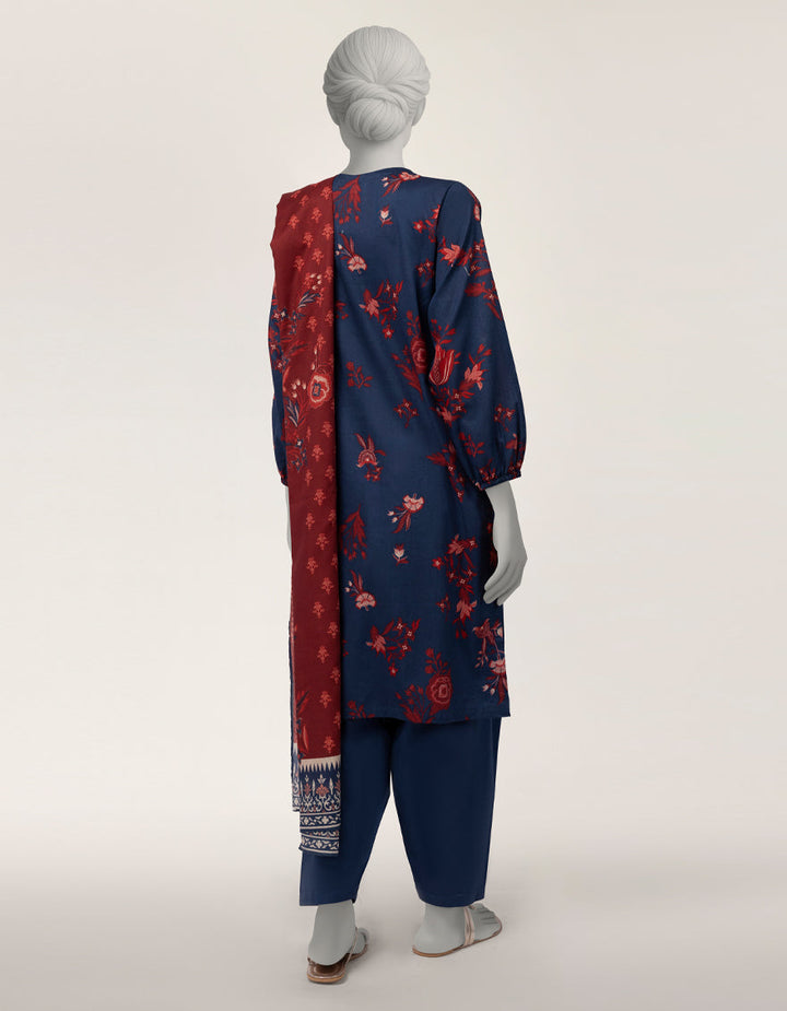 Lawn Blue Stitched Suit - J. Junaid Jamshed