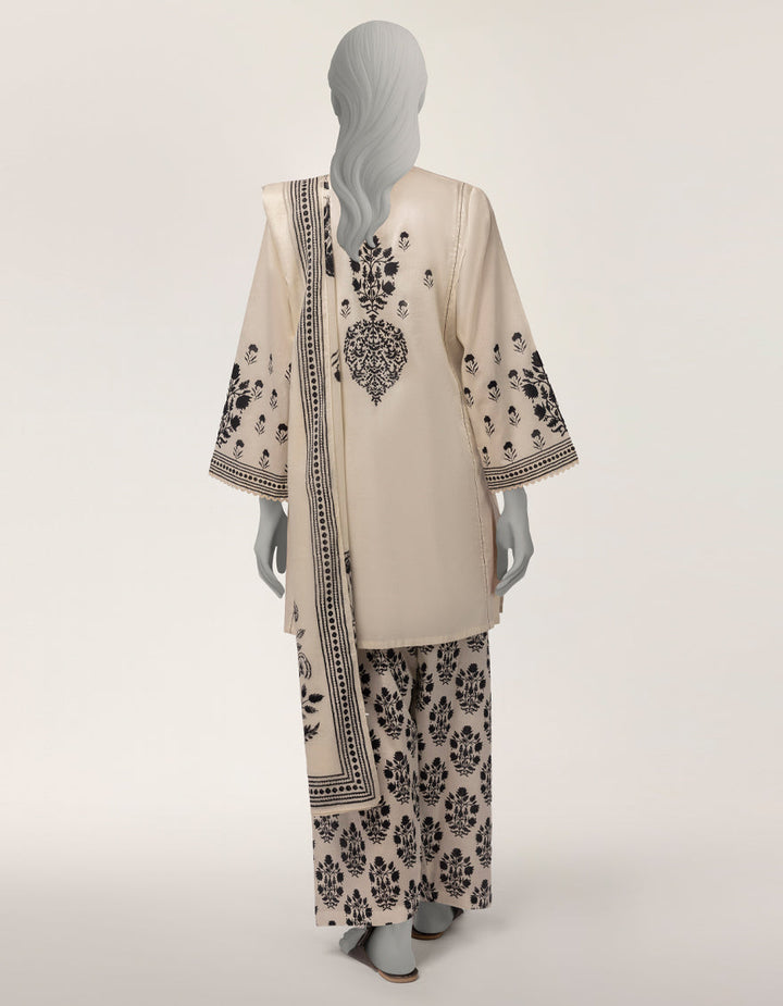 Lawn Off White Stitched Suit - J. Junaid Jamshed