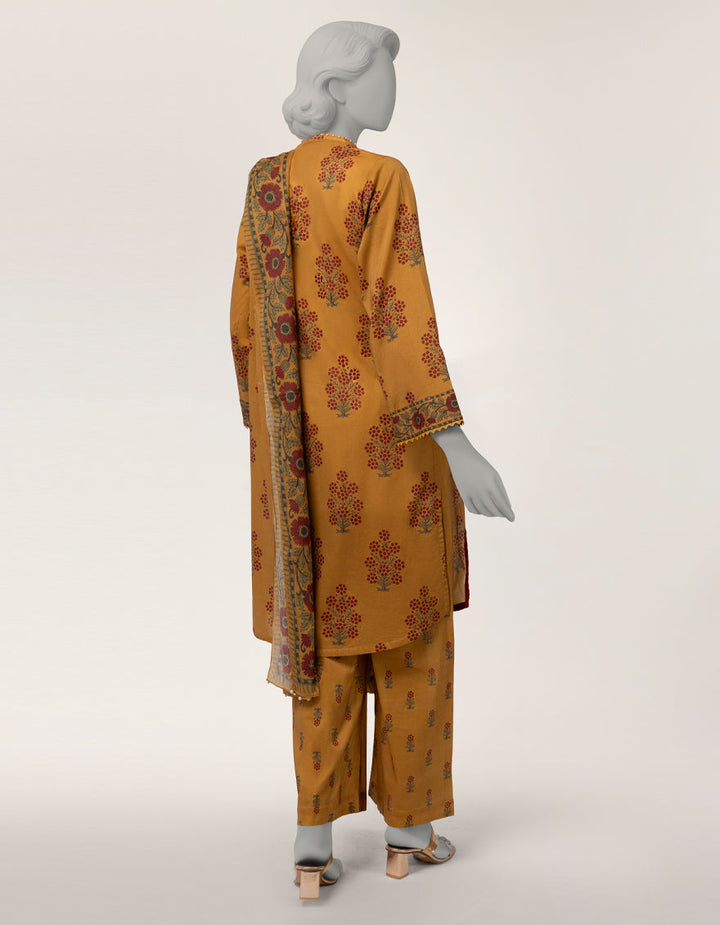 Lawn Mustard Stitched Suit - J. Junaid Jamshed