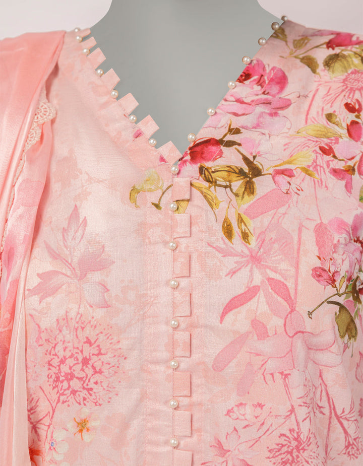 Dobby Pink Stitched Suit - J. Junaid Jamshed