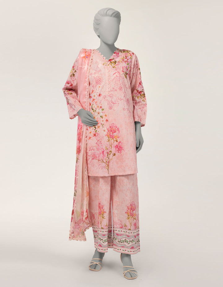 Dobby Pink Stitched Suit - J. Junaid Jamshed