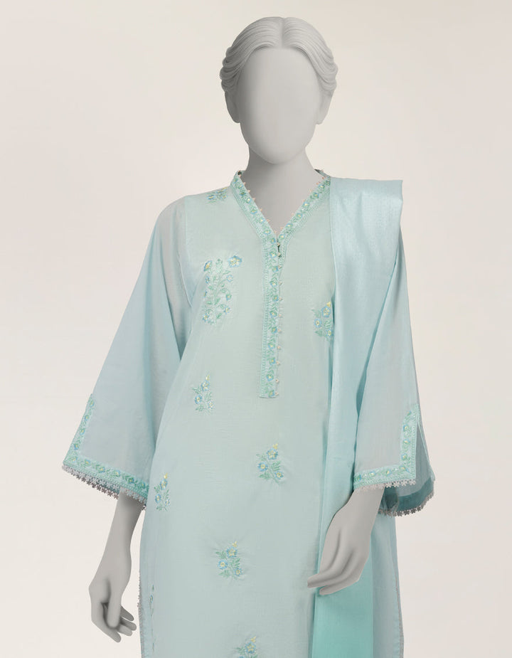 Jacquard Green Stitched Suit - J. Junaid Jamshed