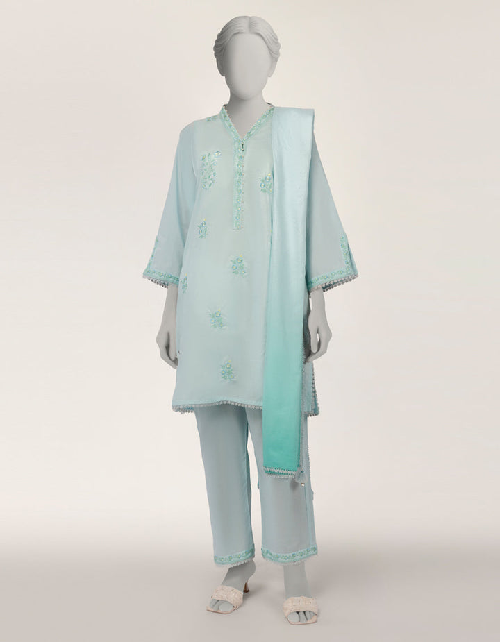 Jacquard Green Stitched Suit - J. Junaid Jamshed