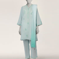 Jacquard Green Stitched Suit - J. Junaid Jamshed