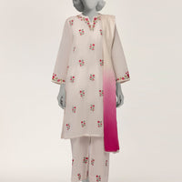 Jacquard White Stitched Suit - J. Junaid Jamshed