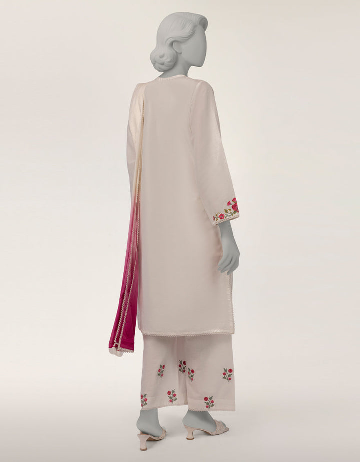 Jacquard White Stitched Suit - J. Junaid Jamshed