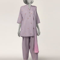 Jacquard Purple Stitched Suit - J. Junaid Jamshed