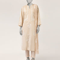 Lawn Beige Stitched Suit - J. Junaid Jamshed