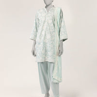 Lawn Green Stitched Suit - J. Junaid Jamshed