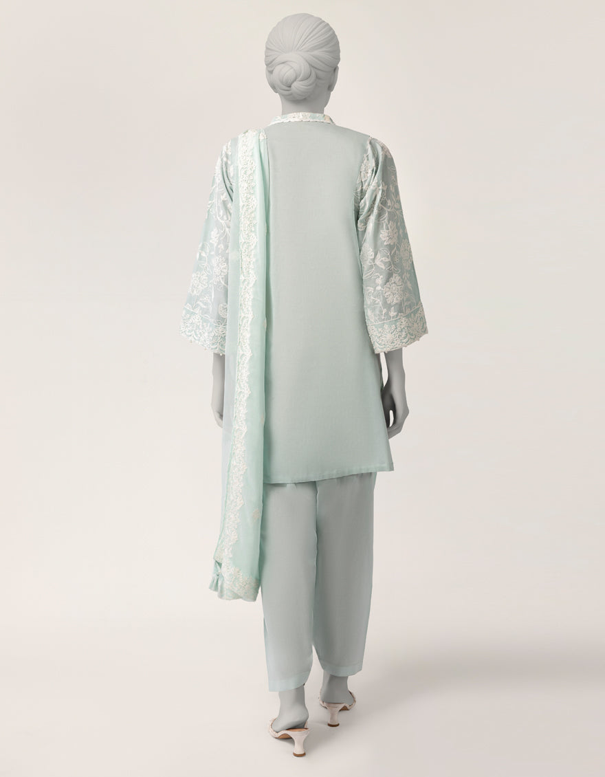 Lawn Green Stitched Suit - J. Junaid Jamshed