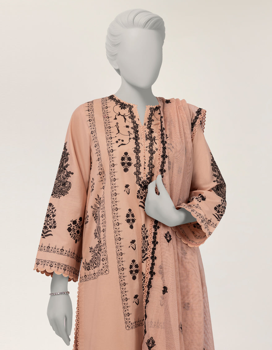 Lawn Tea Pink Stitched Suit - J. Junaid Jamshed