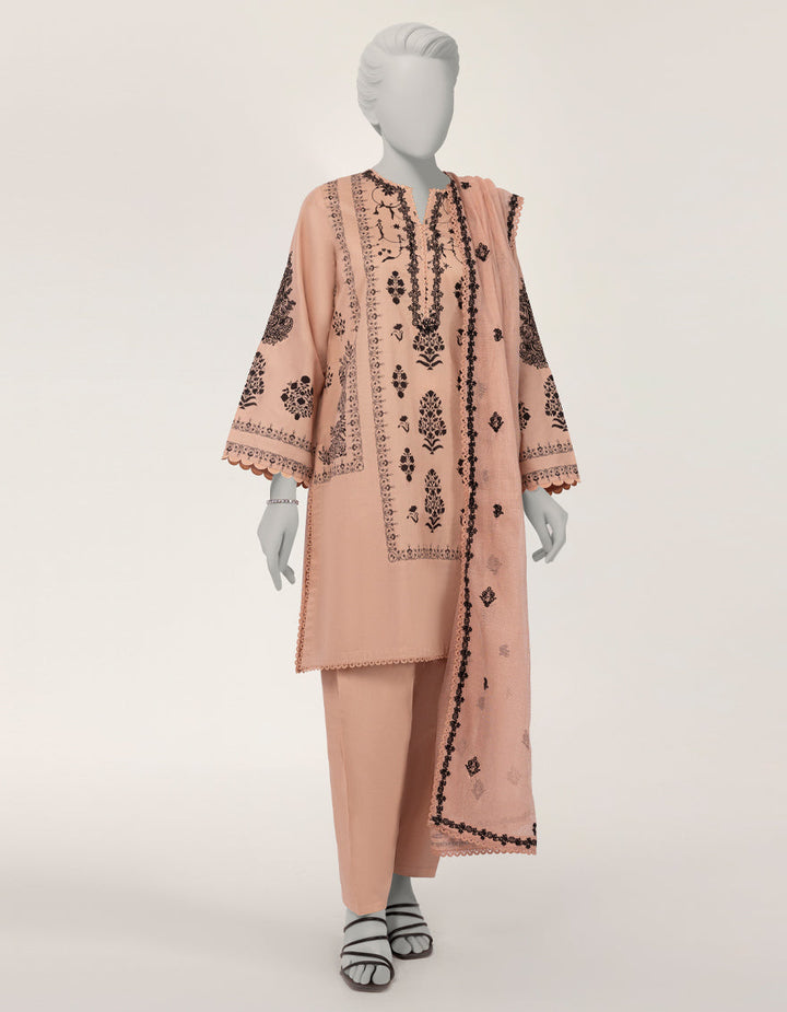 Lawn Tea Pink Stitched Suit - J. Junaid Jamshed