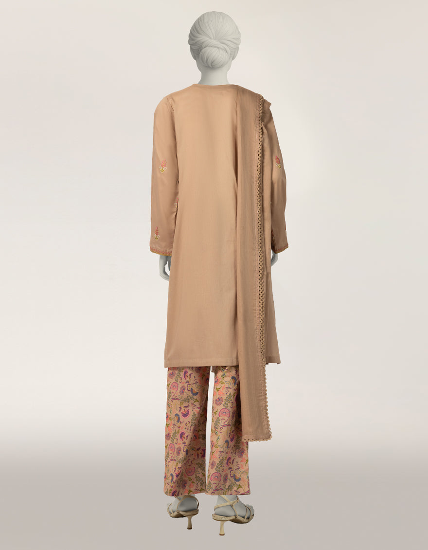Lawn Beige Stitched Suit - J. Junaid Jamshed