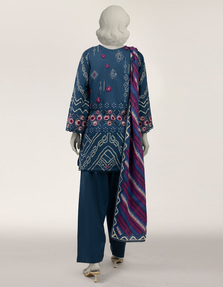 Lawn Blue Stitched Suit - J. Junaid Jamshed