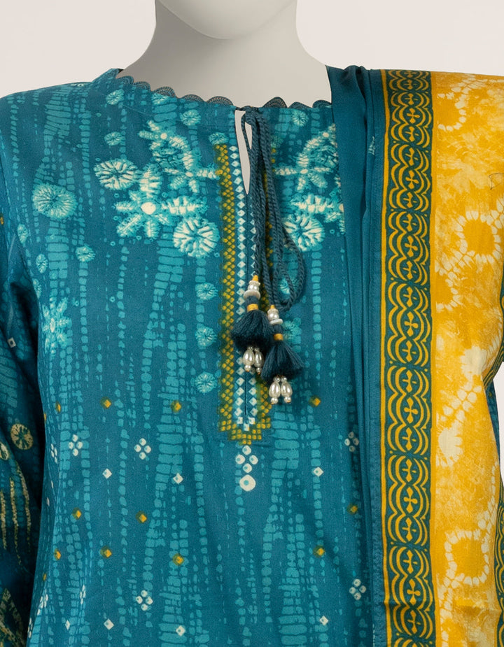 Lawn Teal Stitched Suit - J. Junaid Jamshed